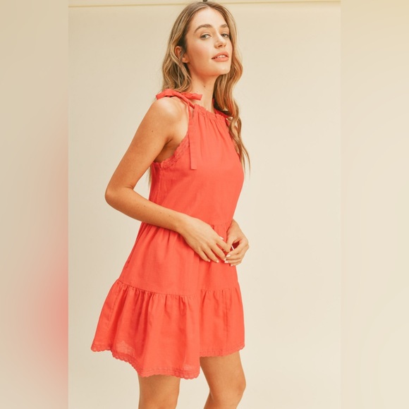 Pinkblush lace trim tiered dress nwot - Picture 3 of 6